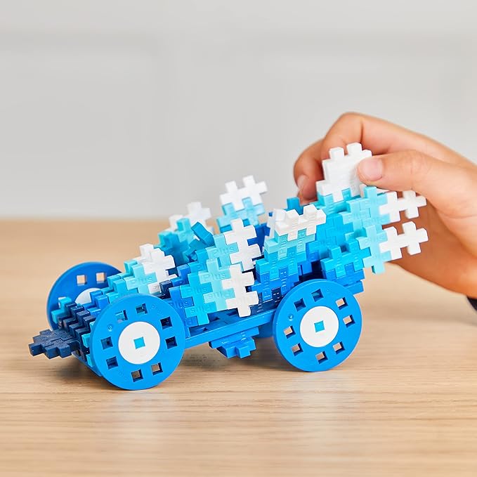 PLUS PLUS Color Cars Tube, Car Building Block Kit, 3D Puzzle Stem Toy Set for Kids, 200 Mini Interlocking Pieces - Water