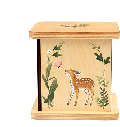 Wooden Piggy Bank for Kids and Adults, Personalized Gift Handmade in USA by BloomOwl, Custom Piggy Bank, Personalized Banks for Kids, Gifts for Baby Boys and Girls (Deer)
