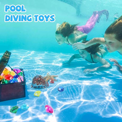 Niceup 26pcs Big Diving Gems Large Diamond Toys Kids Class Treasure Box Toys Fake Jewels Gemstones 1.57in for Princess Mermaid Pirate Chest Fillers Party Favors Decorations Hide Seek Bath