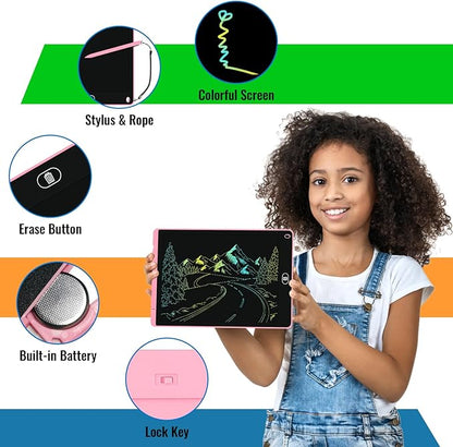 3 Pack 12 Inch LCD Writing Tablet for Kids, Colorful Doodle Board, Eye Protection Drawing Tablet with Lock & Erase FUNC, Birthday Gifts and Toys for 3-8 Year Old Boys(Blue, Pink, Purple)