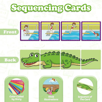 Sequencing Cards,Sequence Board Game for Kids,Speech Therapy Materials Toys for Autism,Story Storytelling,Social Skills,Sentence Building,Preschool Learning Activities,Classroom & Homeschool