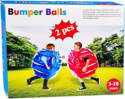 SUNSHINEMALL 2PC Sumo Balls, Inflatable Body Sumo Balls Bopper Toys for Kids 26" - Heavy Duty PVC Vinyl Suits for Grassland or Other Outdoors Play (2PC Blue+Pink 26inch)