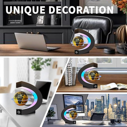 Magnetic Levitating Floating Globe with Multicolor LED Lights, Cool Gadgets C Frame Floating Globe for Office Home Desk Decor, Cool Tech Gift for Men Father Husbands Boys