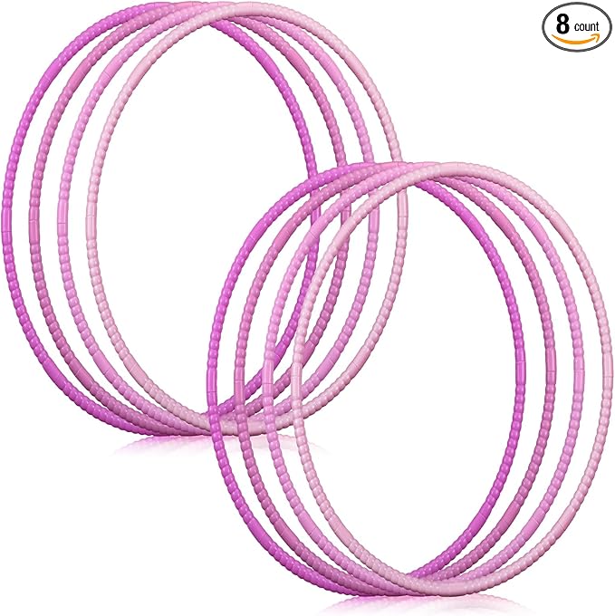 Sratte 8 Pcs Color Hoop Detachable Adjustable Hoop Exercise Ring Plastic Toys for Teens Games Gymnastics Dog Agility Equipment Party Decor, 4 Colors