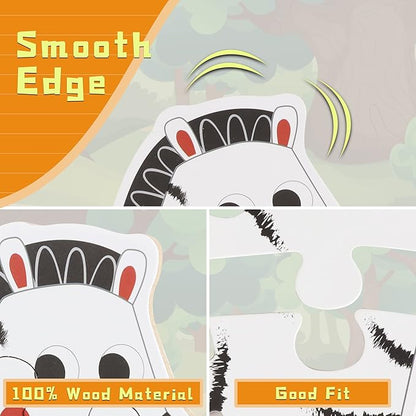 FLYINGSEEDS 6 Packs Wooden Jigsaw Puzzles for Toddlers, Wildlife Animals Shaped Puzzles for Beginners Ages 1-3, Montessori Learning Toys Preschool Educational Activity for Kids Ages 2-5