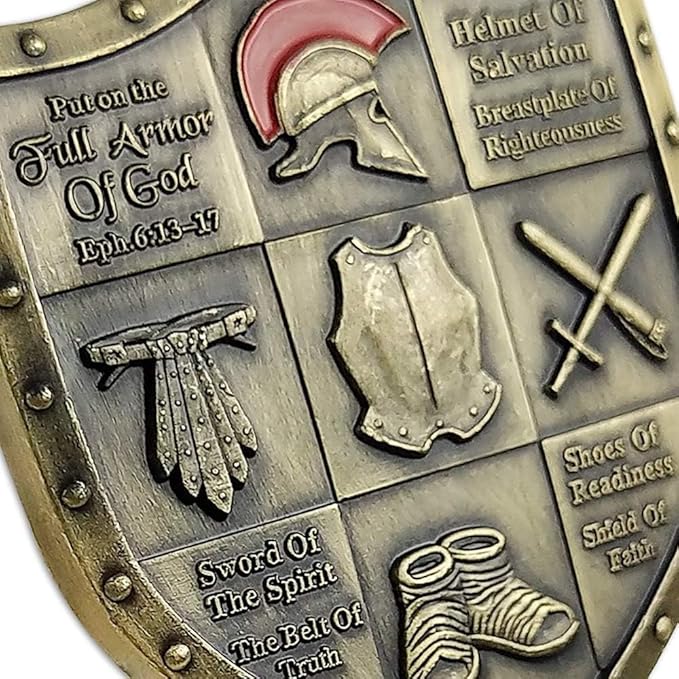 Put On The Whole Armor of God Challenge Coin Eph 6:13-17 3D Religious Collectible Coin (Single Coin)