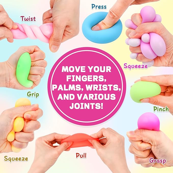 48 Pack Slow Rising Stress Ball,Stress Balls for Kids Adults,Stretchy Fidget Toys for Anxiety Relief,Hand Therapy Sensory Squishy Ball,Squishy Toys,Treasure Prize Box Toys for Kids Classroom