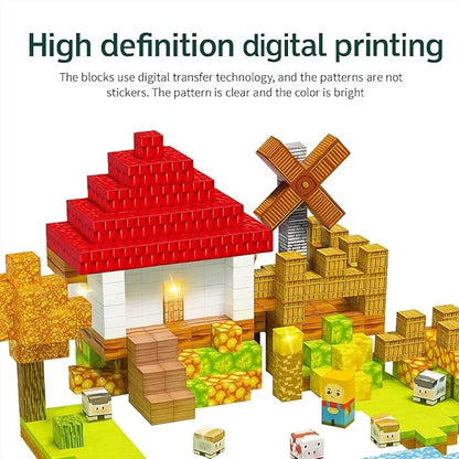 100 Pcs Magnetic Building Blocks, Enhance STEM Learning, Creative Play & Logical Thinking, Durable & Vibrant Color with Light Up Blocks, Ideal for Classroom & Screen-Free Entertainment (Farm)