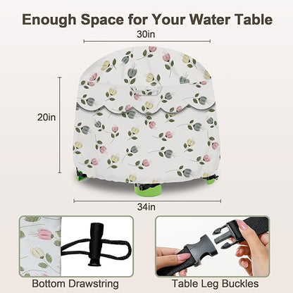 Kids Water Table Cover Fit Little Tikes Fish 'n Splash Water Table, Waterproof Dust Proof Outdoor Toys -Cover only,34"Dx20"H (Flowers)