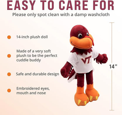Playtime by Eimmie 14" Virginia Tech University Plush Doll – Soft Rag Doll Mascot for College Football Fans, Sports-Themed Plush Figure for Kids, Toddlers & Collectors, Surface Washable