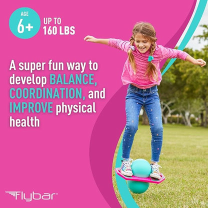 Flybar Pogo Trick Ball for Kids – Balance Bounce Board with Anti-Slip Deck – Pump Included - Indoor & Outdoor Toys for Boys and Girls Fun Way to Reduce Screen Time Supports up to 160 lbs – Ages 6+
