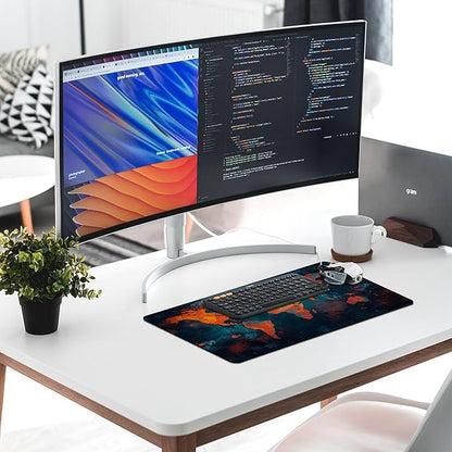 World Map Mouse Pad Large Extended Computer Full Desk Pad 23.6x11.8 inch Computer Mouse Mat Keyboard for Home Office Gaming