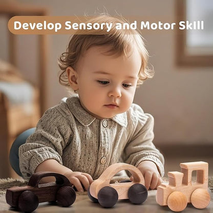 3PCS Wooden Baby Toys, Montessori Toys for Babies 0-6-12 Months, Baby Grasping Toys Push Car Toys for 1 Year Old Boy Birthday Gift,#3