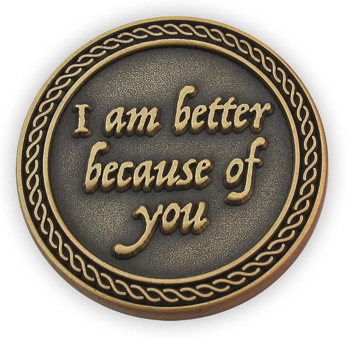 Romantic Love Expression Antique Gold Plated Pocket Coin for Date Night, You Complete Me, I am Better Because of You, Love Gift for Men & Women, from Him or Her