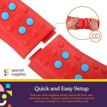 Special Supplies Wavy Circle Balance Beams Stepping Stones for Kids, 8 Pc. Set, Non-Slip Textured Surface and Slip Resistant Floor Rubber Edges, Promote Agility, Strength, Active Play