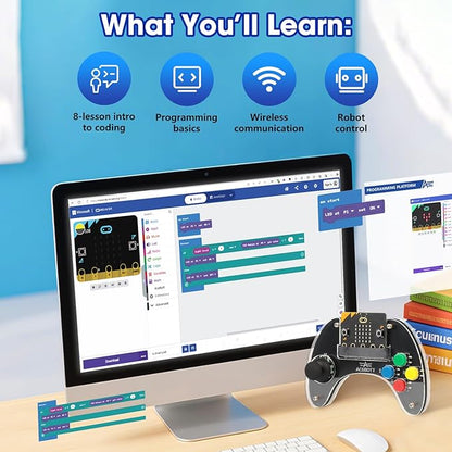 ACEBOTT Wireless Controller for Micro:bit Kit, STEM Kit Coding Robot kit Compatible With Makecode, Remote Control for Programming Learning, Gifts for Kids and Teens(Included Micro:Bit)