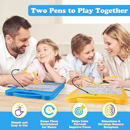Magnetic Letters and Numbers Set for Toddlers - Magnet Drawing Doodle Board with Beads and 2 Pens, Magnetic Dot Art, Preschool Learning ABC Math for 3 4 5 Years Old Girls Boys