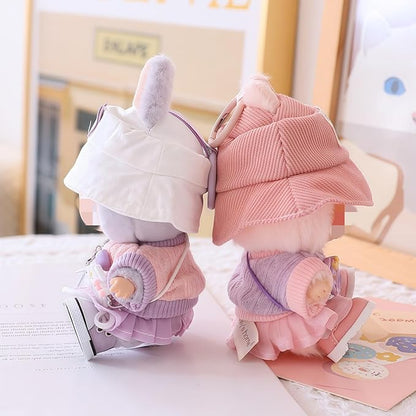 17cm Doll Clothes Set (No Doll), 5 Pieces Skirt Outfit Set for 6.7inch Dolls Dress Suit, Fashion Kawaii Dress Up Hat Overskirt Shoes Accessories for 1st/2nd/3rd Gen Dolls Play & Display Pink