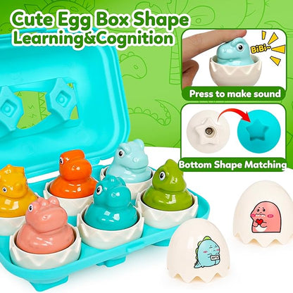 Dinosaur Toys,Egg Toy for Toddlers 1-3,Montessori Sensory Early Educational Learning Shape Matching & Sorting Games Fine Motor Toys Gifts for Boys Girls