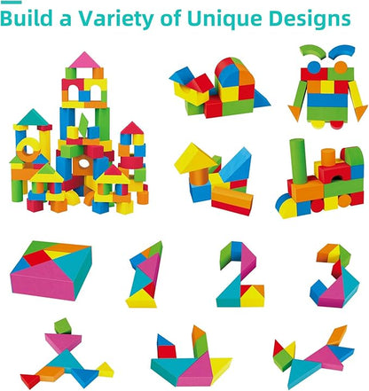 Soft Building Blocks for Toddlers 2-4, 94PCS Foam Stacking Blocks, Bath Toys for Kids, Preschool Learning STEM Toys & Gifts for Boys & Girls 18+ Months