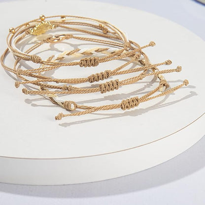 FANCY SHINY Sunflower String Bracelet Boho Braided Rope Wrap Bracelets Cute Summer Beach Surfer Jewelry for Women Christmas Gifts