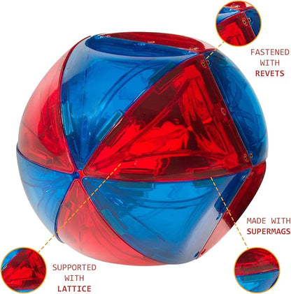 Playmags 28 Piece Magnetic Tiles Dome Set - Now with Stronger Magnets, STEM Toys for Kids, Sturdy, Super Durable with Vivid Clear Color Tiles