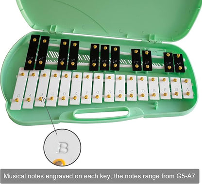 MUSICUBE 27 Keys Xylophone for Kids Adults Professional Glockenspiel Instrument with 2 Mallets & 11 Music Sheets Educational & Preschool Learning Musical Toys for Toddler Boys Girls Aged 3+（G5-A7）