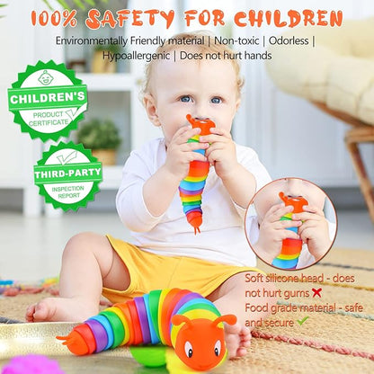 Cevioce Fidget Slug Toy, Sensory Slug Fidget Toys for Kids & Adults, 1 PC Autism Sensory Toys for Autistic Children Toddlers, Toddler Toys - 3 4 5 6 7 8+ Year Old Girl Boy Birthday Gifts F