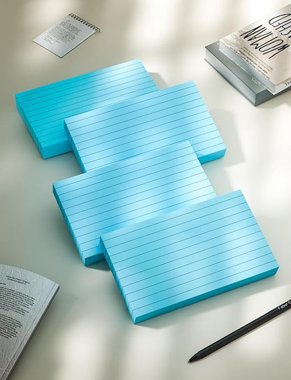 Blue Index Cards Notecards 3x5 Lined, 200 PCS Colored Index Cards Flashcards, Thick 3 x 5 Study Cards, Single-Printing Lined Index Card, 3 by 5 Color Index Flash Cards Ruled for School Office Home