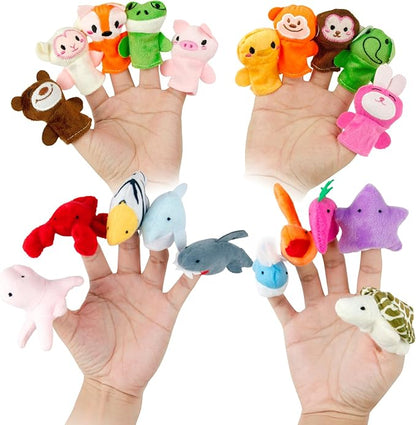 Sealive 20-PCS Finger Puppets for Toddlers Story Time - Soft Velvet Forest & Marine Animals - Perfect for Role Playing, Classroom Learning, Party Favors, Travel, Therapy, Imagination Building