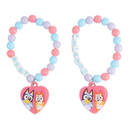 Luv Her Bluey Girls BFF 6 Piece Toy Jewelry Box Set with 2 Rings, 2 Bead Bracelets and Snap Hair Clips Ages 3+