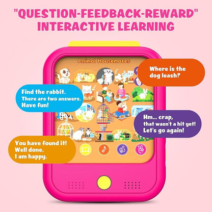 Kids Learning Tablet Educational Learning Pad for Toddlers 2-5 to Learn Alphabets, Numbers, Foods, Time, Music, Talking Cards for Toddlers，Learning Educational Toy Kids Gifts