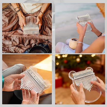 Acrylic Kalimba Thumb Piano,YUNDIE Portable 17 Keys Mbira Crystal Finger Piano, Musical Instruments Birthday Gift for Adult Beginners Professional(Clear) (17 Keys)