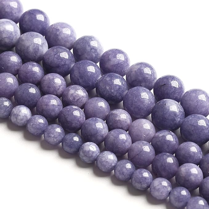 160PCS 4MM Lavender Purple Chalcedony Stone Loose Beads for Jewelry Making DIY Bracelet Necklace