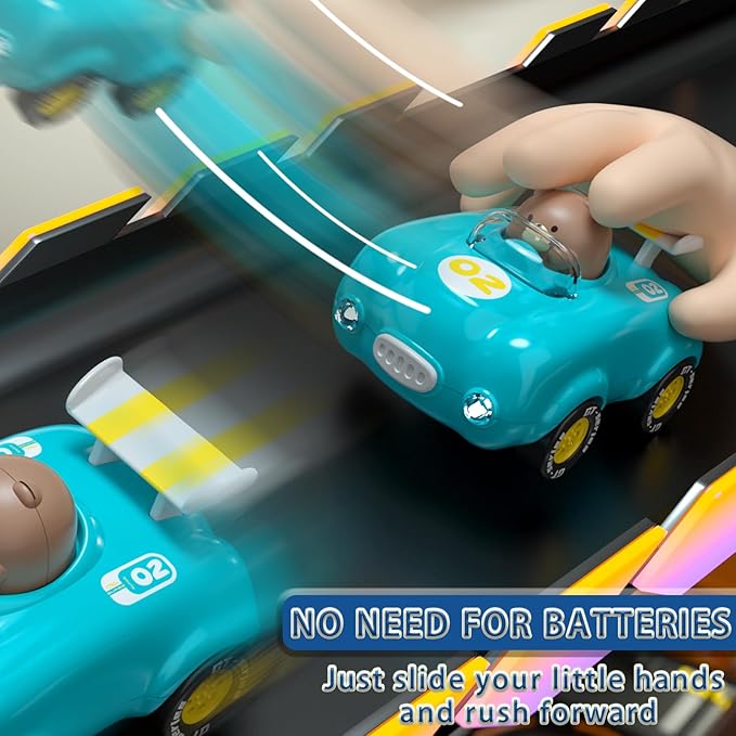 1-3 Years Old Kids Activated Light-up Car for Toddler -3-6 Years Old Inertia Drive Pull Back Car - Boys Girls Baby Birthday Xmas Party Toys Car (Dark Blue)