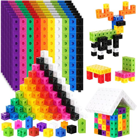Jenaai 1500 Pieces Linking Cubes for Math Counting Cubes, Colorful Plastic Counting Blocks, Math Manipulatives Classroom Learning Supplies for Preschool Kindergarten Games