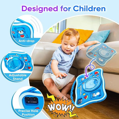 Kids Tablet, 10.1 inch Tablet for Kids 3-10, Educational Learning Toddler Tablet Android 14, 8GB RAM+64GB ROM Storage, 5G WiFi, Baby Girl boy Gift (Blue)