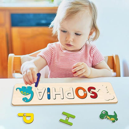 Personalized Name Puzzle for Kids, Wooden Puzzles for Toddlers, One Year Old Girl Birthday Gifts, Custom Baby Easter Gifts, Montessori Toys for 1 Year Old