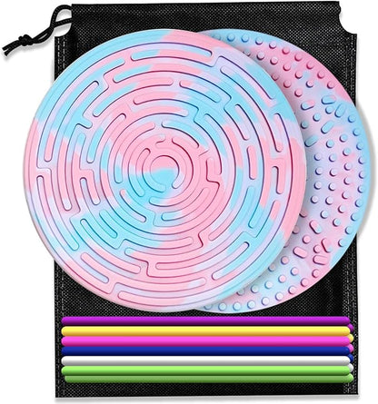 Sensory Activity Board for Kids 3 & Adults - Silicone Fidget Toys with 12 Strings ADHD Autism Anxiety Relief, Portable Travel Bag Included