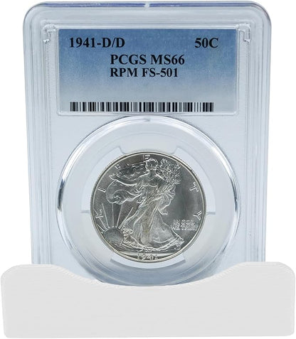 10-Pack Coin Display Stand, PCGS & NGC Slab Holders (White)