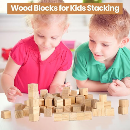 Barydat 300 Pcs 0.5 in Wooden Cubes,Unfinished Wooden Blocks for Crafting Natural Craft Wood Square Blank Cube for DIY Project Baby Showers