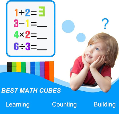 Math Manipulatives Number Blocks Toys For Kids 300 Cubes, Educational Counting Toys Classroom Learning Supplies, Preschool Plastic Counting Blocks for Kindergarten Homeschool Learning, Kids Ages 3+