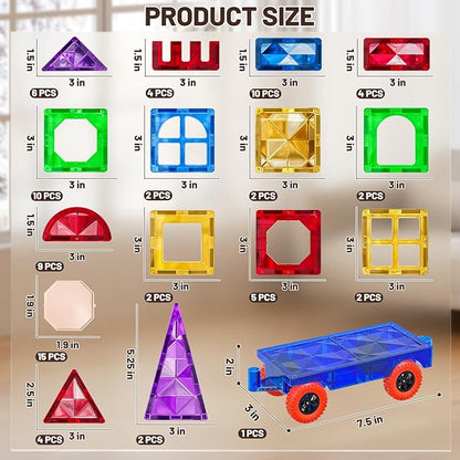 Magnatiles for Toddlers 1-3, Toddler Magnet Building Blocks Tiles Toys for Kids Ages 1-3 4-8, Preschool Learning Sensory Educational Gifts Toys for Boys and Girls 3+ Year Old
