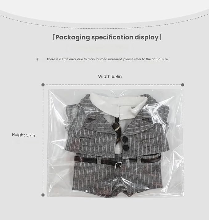 Four-Piece Suit for Doll 17cm/6.7in, Doll Clothes Set ,Soft Premium Fabric Dress Up Accessories Suit (Black Suit Set)