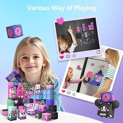 GobiDex 100PCS Magnetic Blocks for Girls, Build MagWonder with Magnet Building Toys Set, Princess Sensory Gift for Boys Girls Birthday (1 inch)