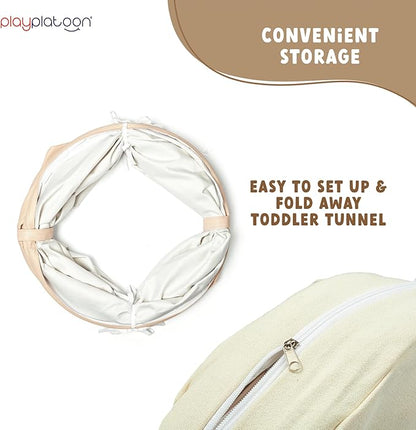 Play Platoon Baby Tunnel Toys for Toddlers 1-3 - 6 Ft Premium Vegan Leather Kids Tunnels for Babies - Wipeable, Water Resistant, Soft Durable Easy Fold and Storage Play Tunnel with Carry Bag - 2 Pack