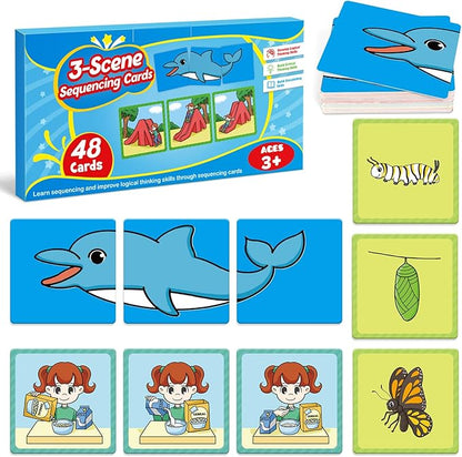 Sequencing Cards,Sequence Board Game for Kids,Speech Therapy Materials Toys for Autism,Story Storytelling,Social Skills,Sentence Building,Preschool Learning Activities,Classroom & Homeschool