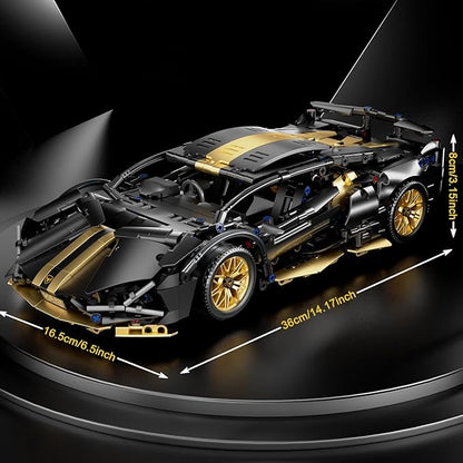 Sport Car Building Block Sets for Adults,Technical Black Race Car Collectible 1:14 Model Scale MOC Engineering Toys Kits Birthday Gifts for Boys Men Teens Car Fans Age 8+ 8-12 12 13 14 14+