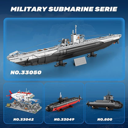 Reobrix U-Boat Submarine Building Set, Military Submarine Model Kit for Adults, WW2 History Collectible Home Decor Battleship Construction Set 33050, Army Toy Gifts for Boys Men, Military Fans