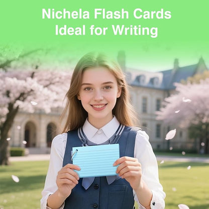 250 Count Blue Index Cards with Ring 3 x 5 Inch Heavyweight Ruled Index Cards, Flash Cards for School & Office Supplies and Home Organization, Durable Study To Do List Note Cards with Ruled Lines